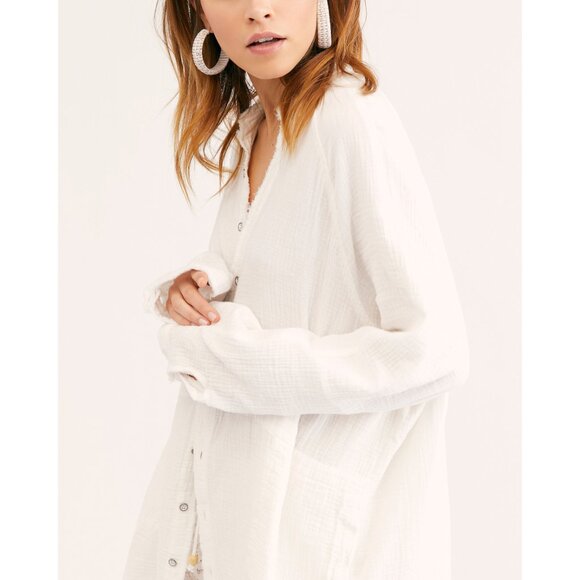 🎉LAST CHANCE🎉 FREE PEOPLE We The Free Summer Daydream Buttondown / White - Picture 14 of 16